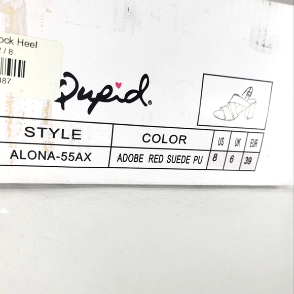 Qupid Scarlett Alona Red Suede, Strappy, Block Heel, Sandal. Women's Size 8M - Picture 13 of 13